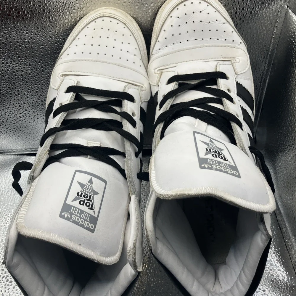 Adidas Top Ten Hi White Black white Mens Sneakers Basketball Shoes Size 8